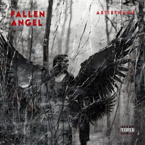 Fallen Angel Dark Fantasy Album Cover Artwork - for Gothic Metal, Dark Pop Music - style Dark Fantasy, Photographic - in Red, Black Color