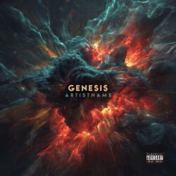 Genesis Abstract Space Nebula Album Art for Electronic Music - for Alternative Rock, Ambient Music - style Abstract, Cinematic Style - in Red, Orange Color