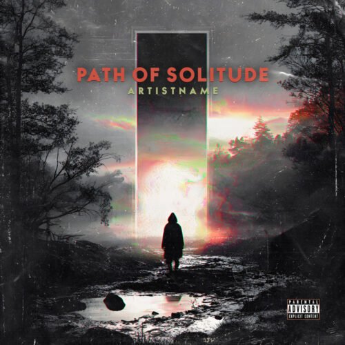 Path of Solitude Dark Ambient Album Cover Artwork - for Alternative Metal, Dark Ambient Music - style Cinematic Style, Dark Fantasy - in Black, Grey Color