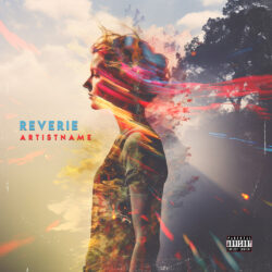 Reverie Electronic Indie Pop Album Cover Art - for Dream Pop, Indie Pop Music - Double Exposure, Digital Painting Style - in Red, Orange