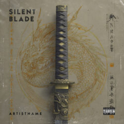 Silent Blade Samurai Trap Metal Hip Hop Cover Art - for Alternative Metal, Heavy Metal Music - Digital Art, Cinematic Style Style - in Grey, Black