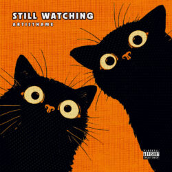 Still Watching Indie Pop Art Album Cover Art - for Indie Rock, Indie Pop Music - Pop Art, Illustrated Style - in Orange, Black