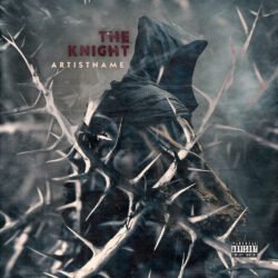 The Knight Dark Metal Mystery Album Cover Art - for Black Metal, Dark Ambient Music - style Dark Fantasy, Cinematic Style - in Black, Grey Color