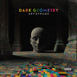 Dark Geometry Electronic Glitch Album Cover Art - for Dark Ambient, Industrial Music - 3D Render, Digital Art Style - in Black, Grey