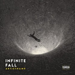 Infinite Fall Surreal Glitch Art Electronic Album Cover - for Alternative Metal, Ambient Music - style Conceptual Art, Dark Surrealism - in Black, White Color