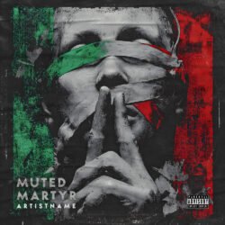 Muted Martyr Hip Hop Rap Metal Album Cover - for Alternative Metal, Alternative Rock Music - style Collage, Monochrome - in Red, Green Color
