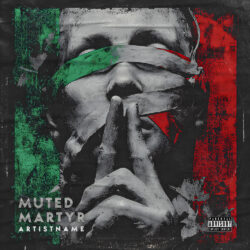 Muted Martyr Hip Hop Rap Metal Album Cover - for Alternative Metal, Deathcore Music - Chiaroscuro, Dark Fantasy Style - in Green, Red