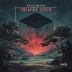 Primal Void Surreal Psychedelic Rock Album Cover Art - for Ambient, Dark Ambient Music - style Conceptual Art, Dark Fantasy - in Red, Blue Color
