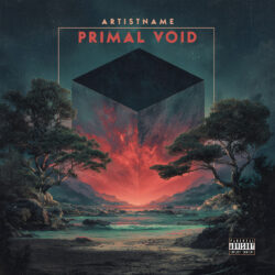 Primal Void Surreal Psychedelic Rock Album Cover Art - for Progressive Rock, Progressive Metal Music - Dark Surrealism, Digital Painting Style - in Red, Orange