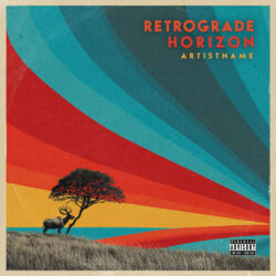Retrograde Horizon Retro Vintage Indie Album Cover Art - for Alternative Rock, Downtempo Music - Retro, Vintage Style Style - in Red, Orange