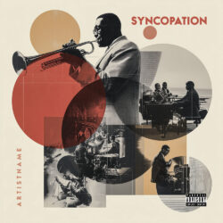 Syncopation Jazz Album Cover Art Design - for Jazz, Bebop Music - Collage, Minimalist Style - in Red, Cream