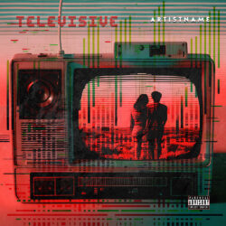 Televisive Retro Glitch Art Electronic Album Art - for Synth-Pop, Dark Synth Music - Glitch Art, Synthwave Style Style - in Red, Green