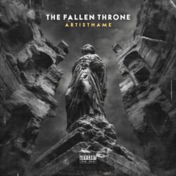 The Fallen Throne Dark Epic Cinematic Metal Cover Art - for Black Metal, Death Metal Music - style Cinematic Style, Dark Fantasy - in Black, Grey Color