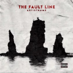 The Fault Line Rock Album Cover Art - for Alternative Rock, Post-Rock Music - style Charcoal Sketch, Minimalist - in Red, Black Color