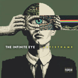 Infinite Eye Surreal Psychedelic Glitch Art - for Indie Rock, Experimental Music - Pixel Art, Surrealist Style - in Green, Black