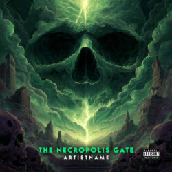 The Necropolis Gate Dark Metal Album Cover Art - for Death Metal, Black Metal Music - Dark Fantasy, Dark Surrealism Style - in Green, Black