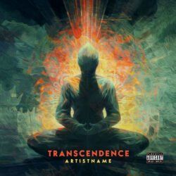 Transcendence Exclusive Ambient Electronic Album Cover Art - for Ambient, Dark Ambient Music - style Conceptual Art, Expressionism - in Green, Orange Color