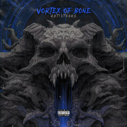 Vortex of Bone Dark Metal Album Cover Art - for Death Metal, Deathcore Music - Dark Fantasy, Dark Surrealism Style - in Black, Grey