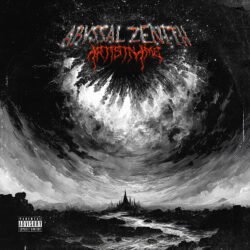 Abyssal Zenith Dark Metal Album Cover Art - for Black Metal, Death Metal Music - style Dark Fantasy, Charcoal Sketch - in Black, White Color