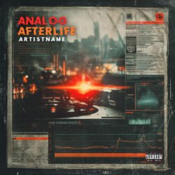 Analog Afterlife album cover artwork - for Ambient, Coldwave Music - style Acid Graphics, Cyberpunk - in Red, Orange Color