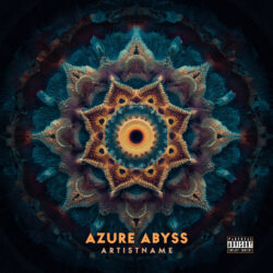 Azure Abyss Abstract Mandala Album Cover Art - for Ambient, Dark Ambient Music - 3D Render, Abstract Style - in Blue, Orange
