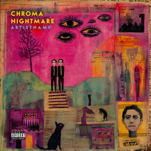 Chroma Nightmare Surreal Indie Rock Album Art - for Art Pop, Art Rock Music - Collage, Expressionism Style - in Pink, Yellow