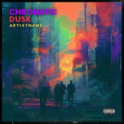 Chromatic Dusk synthwave electronic album art design - for Alternative Rock, Ambient Music - style Abstract, Cinematic Style - in Red, Orange Color