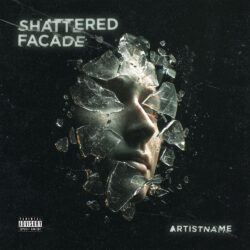 Shattered Facade Alternative Rock Album Cover Artwork - for Alternative Metal, Industrial Rock Music - 3D Render, Digital Art Style - in Black, Grey