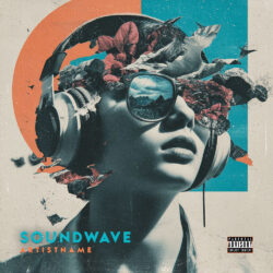Soundwave Abstract Electronic Music Album Cover Art - for Alternative Rock, Indie Pop Music - Collage, Surrealist Style - in Blue, Orange