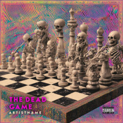 Dead Game Skull Chess Album Cover - for Metalcore, Deathcore Music - 3D Render, Dark Surrealism Style - in Cream, Black