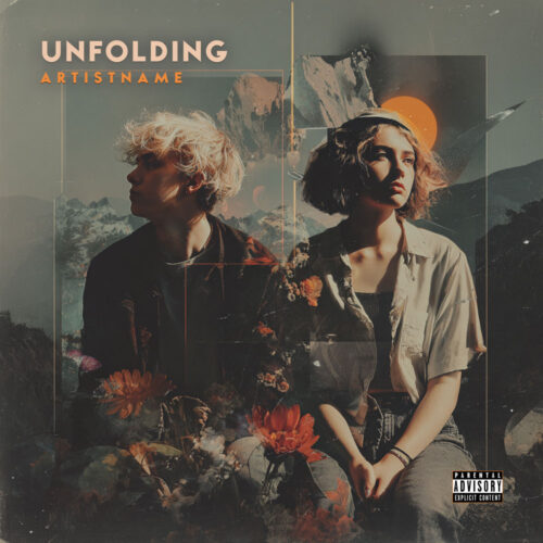 Unfolding Indie Folk Album Cover Art - for Indie Rock, Indie Pop Music - Collage, Digital Art Style - in Grey, Brown