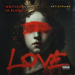 Written In Blood Dark Gothic Hip Hop Album Cover - for Alternative Metal, Dark Pop Music - Baroque, Chiaroscuro Style - in Red, Black