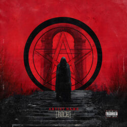Anathema Occult Pentagram Metal Album Cover Art - Dark Fantasy, Gothic Art Style - in Red & Black - for Black Metal, Death Metal Music