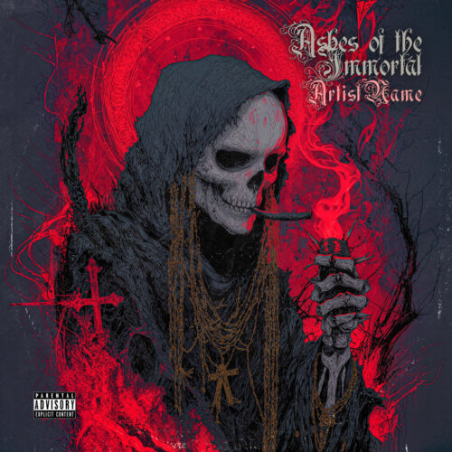 Ashes of the Immortal exclusive digital artwork - for Black Metal, Death Metal Music - Dark Fantasy, Gothic Art Style - in Red, Black