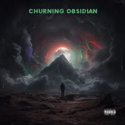 Churning Obsidian Dark Fantasy Album Cover Art