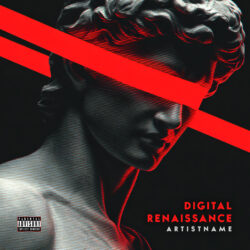 Digital Renaissance Exclusive Digital Artwork - for Alternative Hip-Hop, Dark Synth Music - 3D Render, Acid Graphics Style - in Red, Black