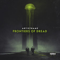 Frontiers of Dread Dark Sci Fi Horror Cover Artwork - 3D Render, Cinematic Style Style - in Green & Black - for Ambient, Atmospheric Black Metal Music