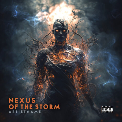 Nexus of the Storm exclusive digital artwork for dark fantasy thriller - for Metal, Industrial Metal Music - Dark Fantasy, Digital Art Style - in Black, Grey