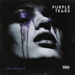 Purple Tears Moody Rap Cover Art - for Cloud Rap, Dark Pop Music - style Cinematic Style, Dark Surrealism - in Purple, Black Color