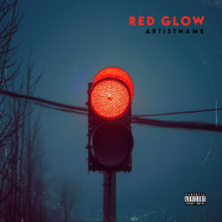 Red Glow Synthwave Cover Art - Cinematic Style, Photographic Style - in Red & Blue - for Darkwave, Dark Synth Music