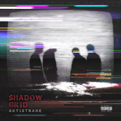 Shadow Grid exclusive digital artwork - for Post-Punk, Coldwave Music - Glitch Art, Digital Art Style - in Black, White