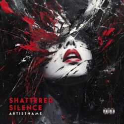 Shattered Silence Dark Abstract Gothic Album Cover Artwork - for Alternative Metal, Alternative Rock Music - style Abstract, Action Painting - in Red, Black Color