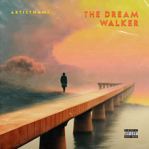 Dream Walker Exclusive Digital Art Design - for Alternative Rock, Ambient Music - Cinematic Style, Conceptual Art Style - in Orange, Yellow