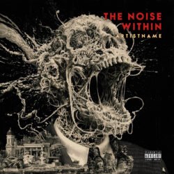 Noise Within Metal Album Cover Horror Artwork - for Alternative Metal, Deathcore Music - style Dark Fantasy, Dark Surrealism - in Red, Cream Color