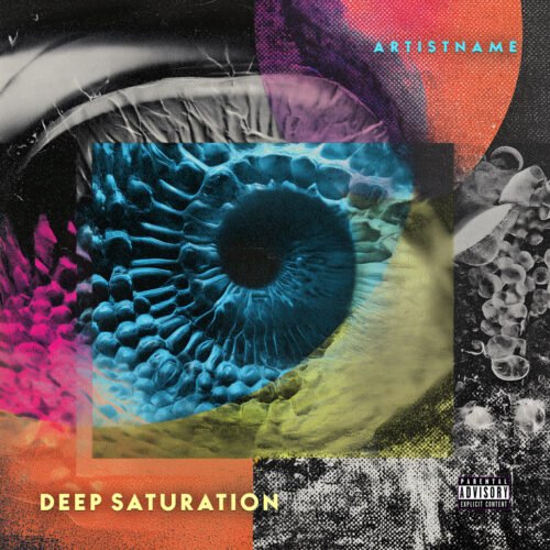 Deep Saturation Abstract Cover Art For Music Books and Film - for Alternative Rock, Dark Ambient Music - style Acid Graphics, Collage - in Red, Blue Color