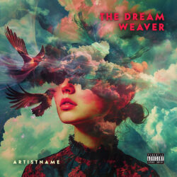 Dream Weaver Fantasy Surreal Album Cover - Surrealist, Psychedelic Art Style - in Red & Pink - for Dream Pop, Psychedelic Pop Music