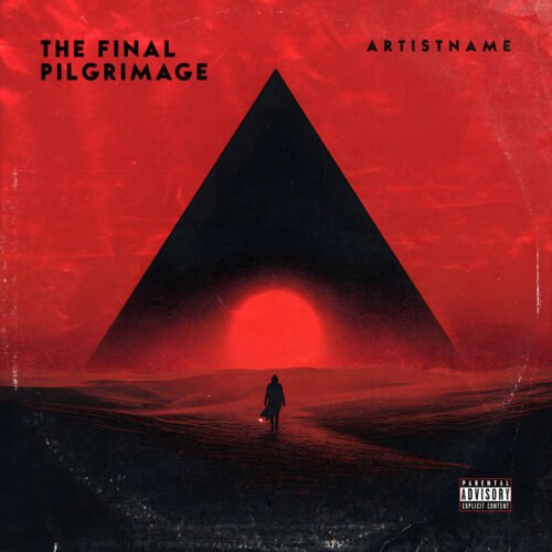 Final Pilgrimage Dark Metal Cover Artwork - for Dark Ambient, Black Metal Music - style Dark Fantasy, Conceptual Art - in Red, Black Color
