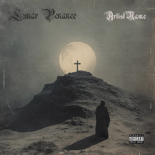 Lunar Penance Gothic Doom & Black Metal Album Artwork - for Black Metal, Doom Metal Music - Dark Fantasy, Gothic Art Style - in Grey, Black