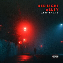 Red Light Alley Synthwave Cyberpunk Premade Cover Artwork - Photographic, Cinematic Style Style - in Red & Blue - for Dark Synth, Darkwave Music