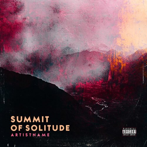 Summit of Solitude Ambient Post Rock Cover Artwork - for Ambient, Dark Ambient Music - style Abstract, Expressionism - in Red, Purple Color